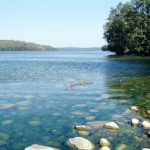 The shingly stony shore of Lake Hańcza
